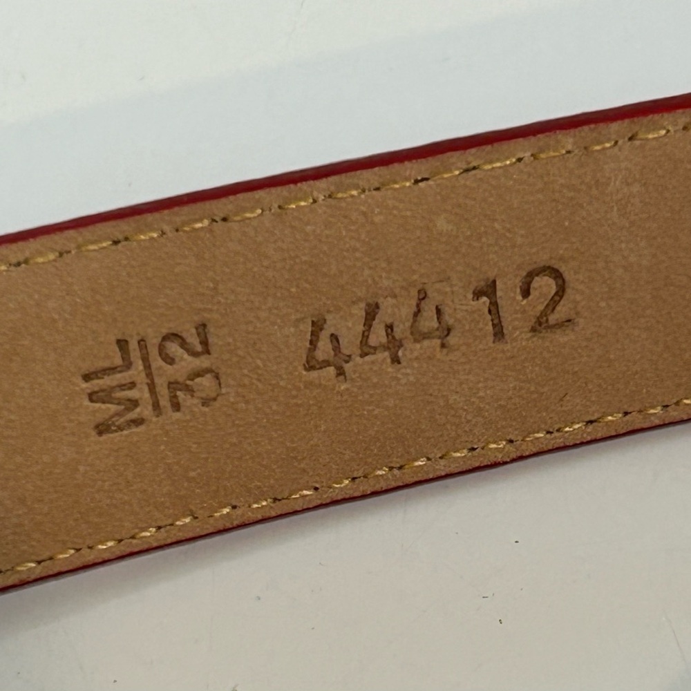 Brighton Red Croc-Embossed Leather Belt ML 32 | Silver Scroll Buckle & Tips USA - Picture 6 of 12